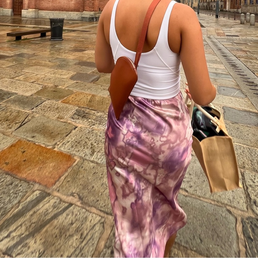 Pink White Satin Skirt